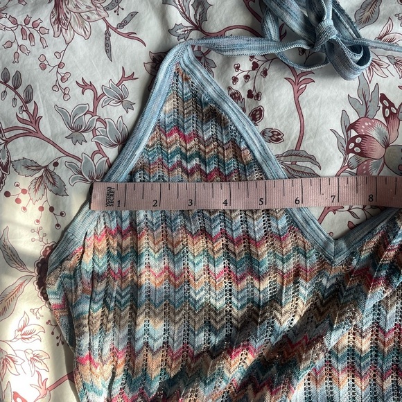 BCBGMaxAzria Jenn Chevron Multicolor Knit Midi Halter Dress Boho Dress Small - Picture 12 of 13